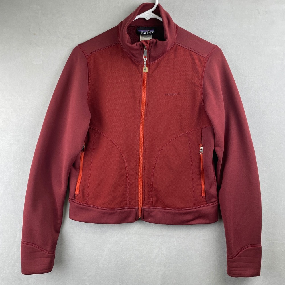 Vintage Patagonia Wmn Layover Full Zip Fleece Jacket Sultan Red Mock Neck Gorp M